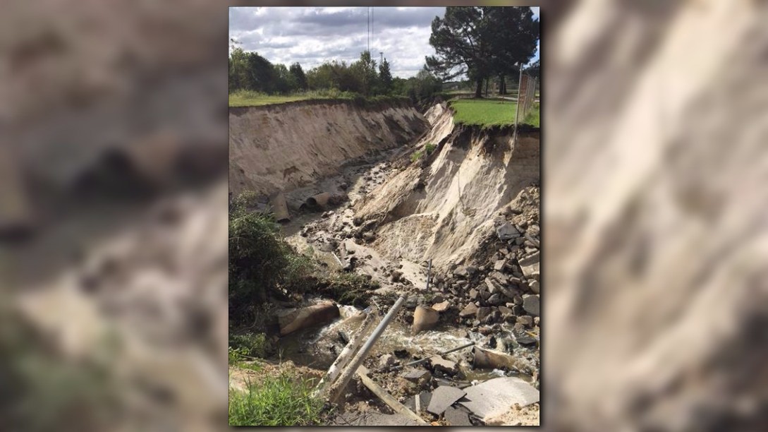 Road caves in near Virginia Beach landfill