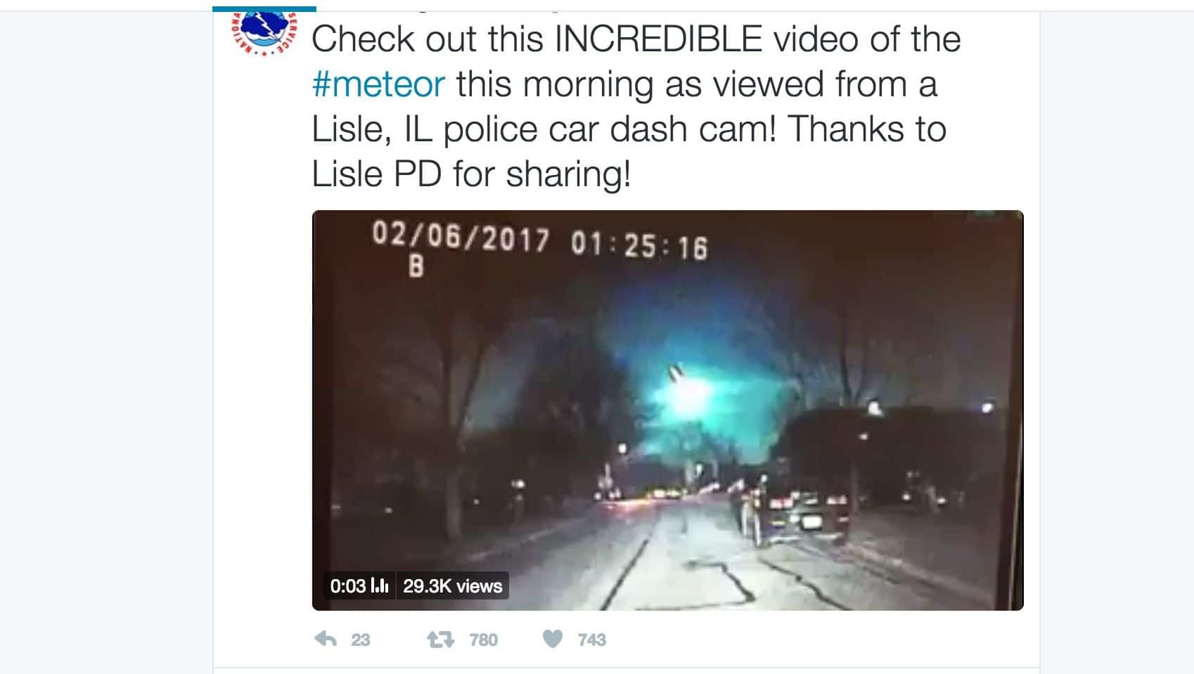 Police Dash Cam Captures Huge Meteor 0822